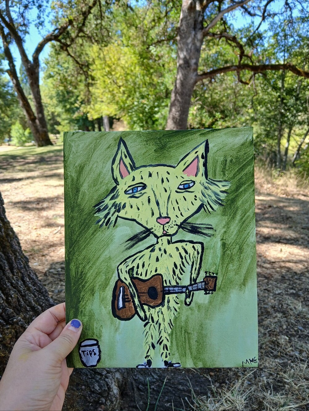 Cat Playing Music Painting